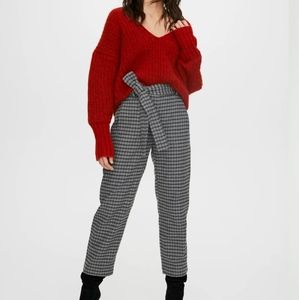 Aritzia Wilfred Tie-Front Wool Pant Check Plaid